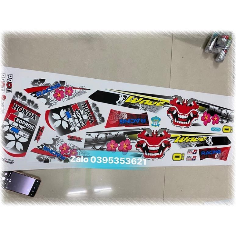 Tem rời xe wave nhỏ đời đầu mẫu đầu lân dán chơi tết bảo hành màu sắc vĩnh viễn