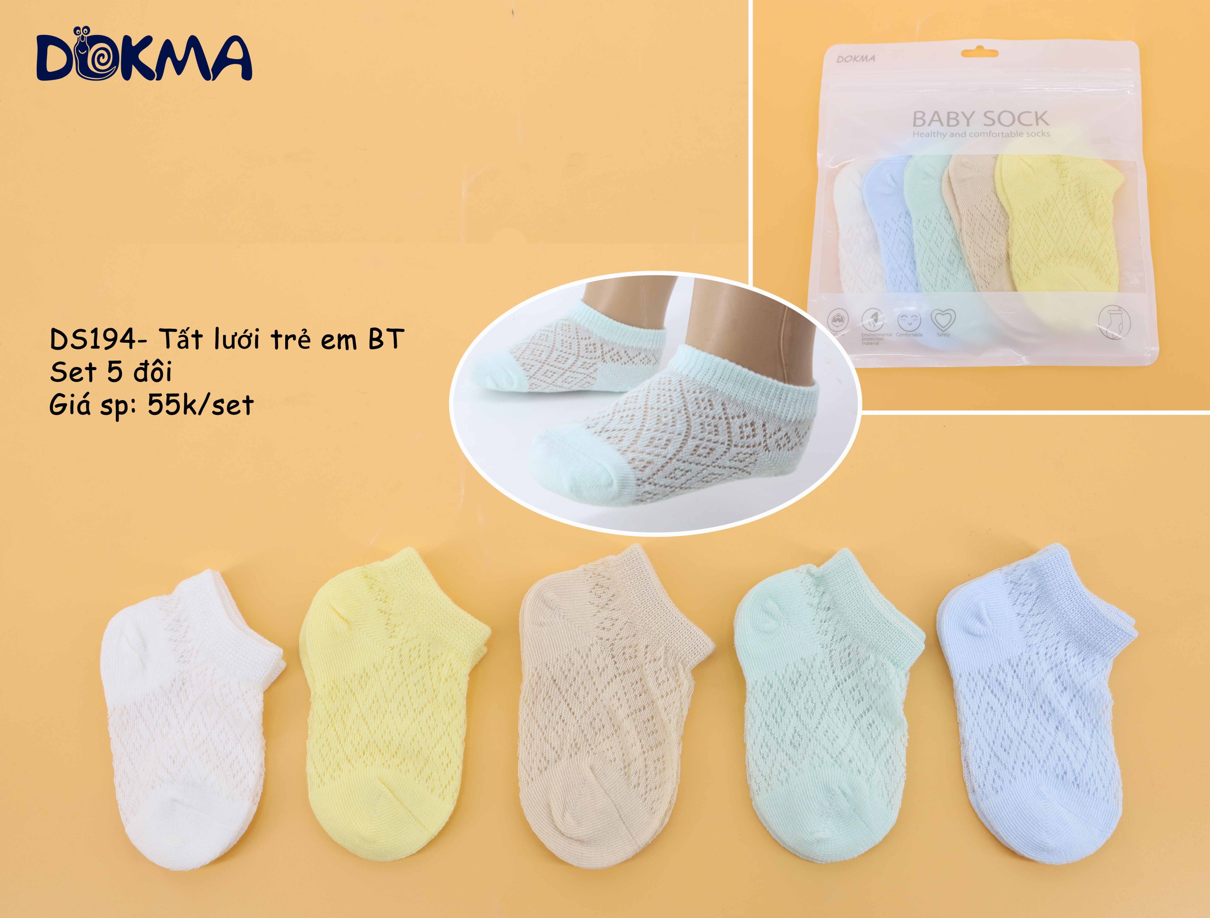 Set 5 Đôi Tất Lưới Cho Bé Trai, Gái Dokma