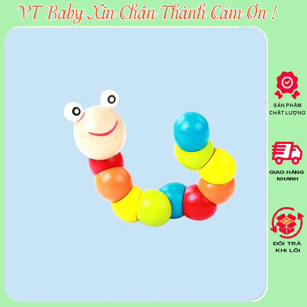 Đồ Chơi Con Sâu Bằng Gỗ Cao Cấp Cho Bé
