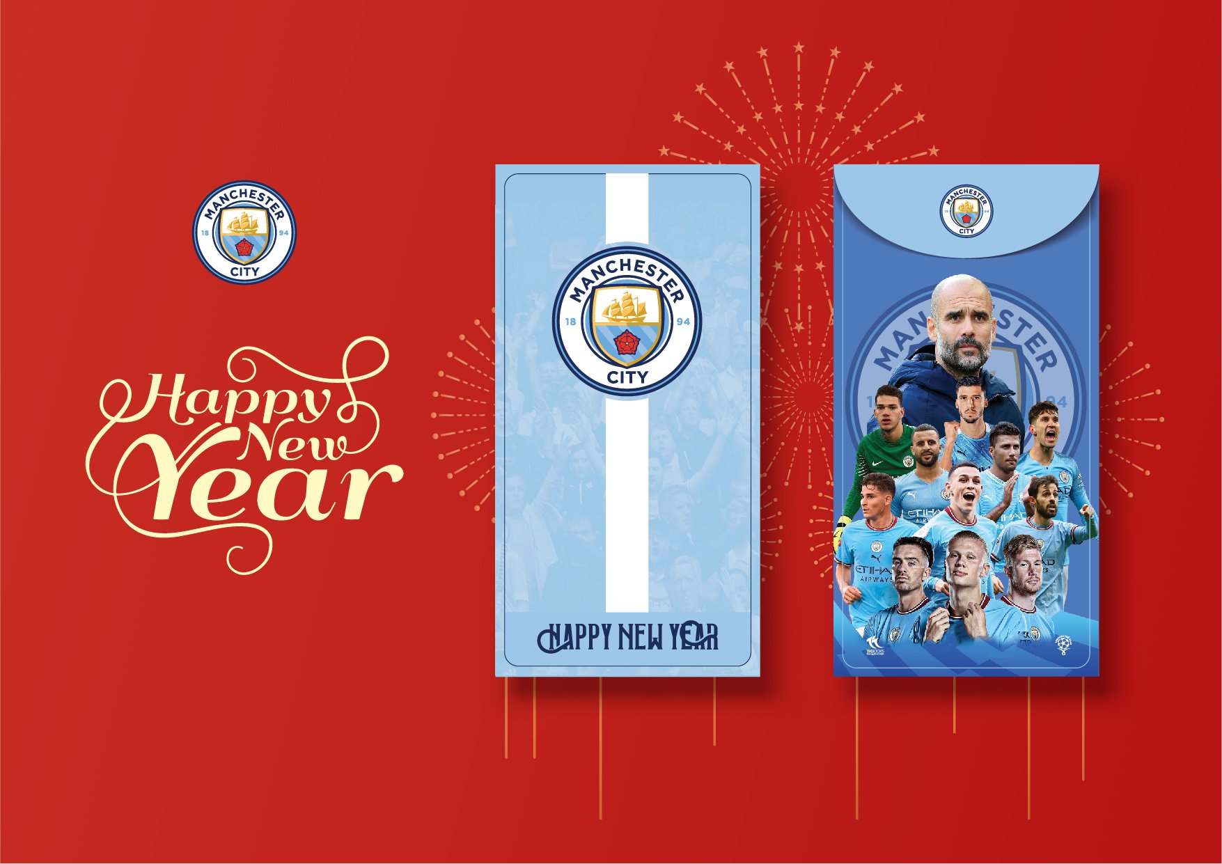 COMBO 10 Bao Lì Xì Năm Mới 2024 Giáp Thìn (FC MANCHESTER CITY) 8X16cm – Đẹp - Ý Nghĩa