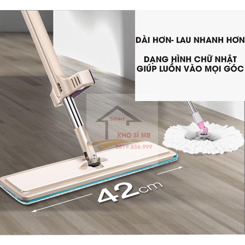 Cây lau nhà thông minh xoay 360- chổi lau nhà tự vắt tách nước - lau nhà siêu sạch