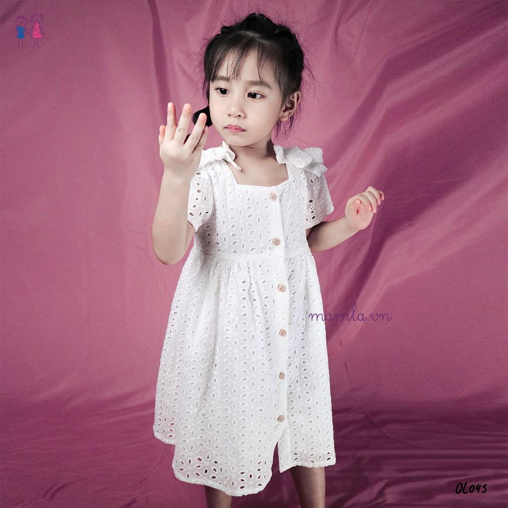 Đầm hoa thêu nổi tiểu thư cho Bé gái