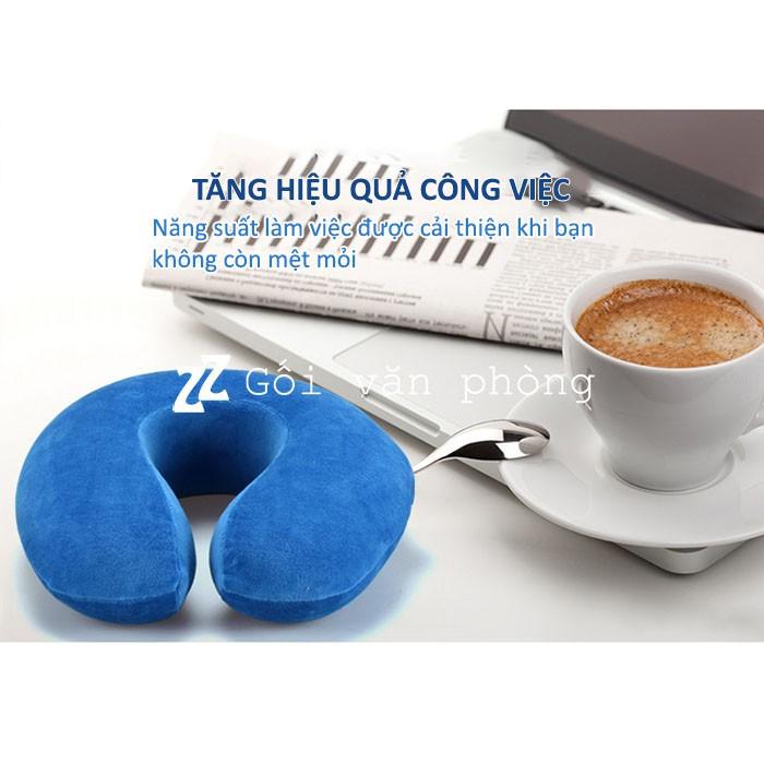 Gối Kê Cổ Chữ C Cao Su Non Vỏ Nhung Cao Cấp Êm Ái GLC-07 Chống Đau Mỏi Cổ, Đau Vai Gáy