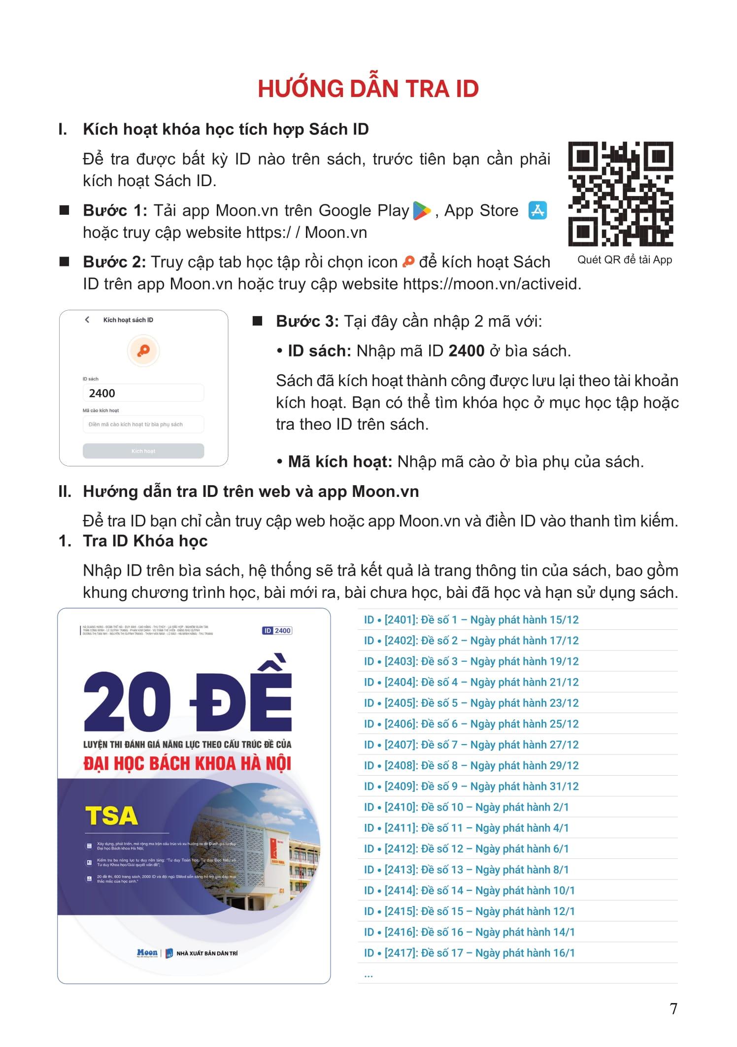 Sách - 20 Đề Luyện Thi Đánh Giá Tư Duy Theo Cấu Trúc Đề Của Đại Học Bách Khoa Hà Nội - TSA