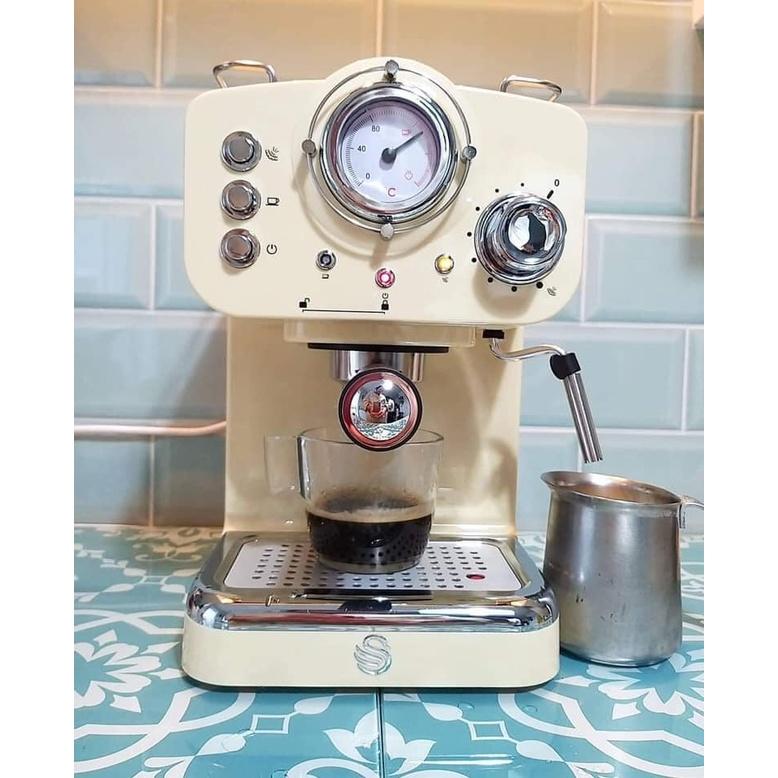 Máy Pha Cà Phê Swan Retro Espresso, Máy Pha Cafe, Espresso, Cappucino, Áp Suất 15Bar, Dung Tích 1.2L, Nhập Khẩu, Hàng Chính Hãng