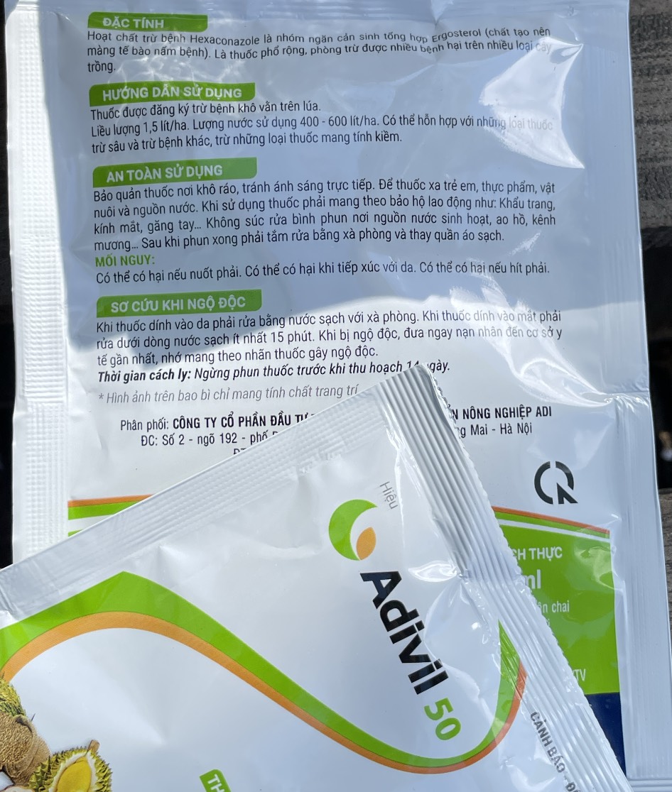 Sản phẩm trừ nấm phổ rộng Adivil gói 50ml