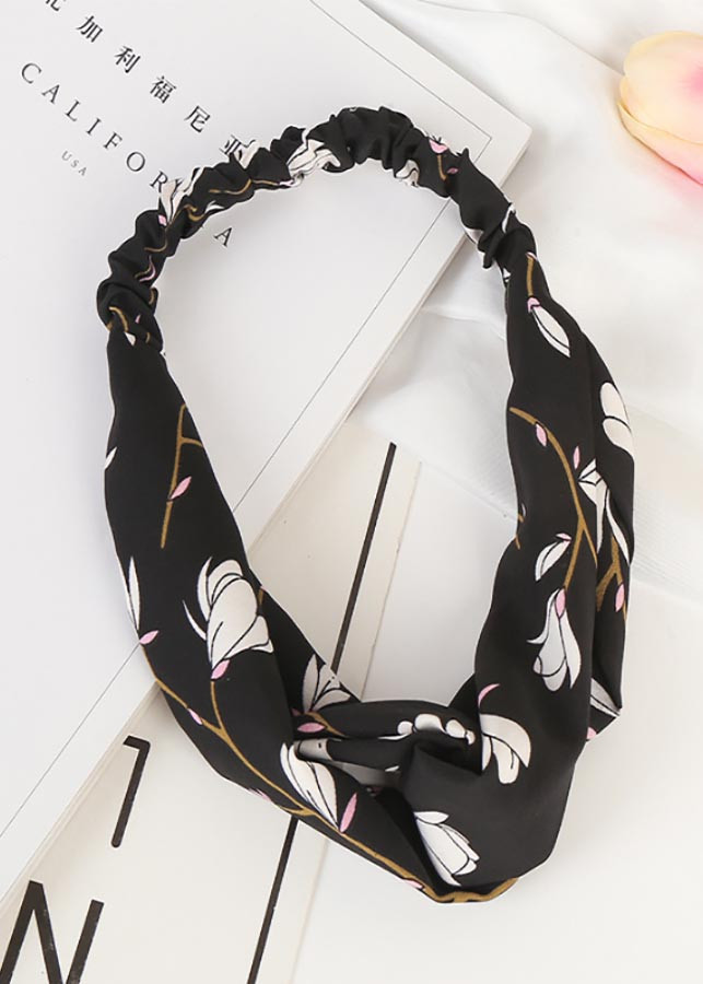Băng đô vải turban hoạ tiết cành hoa sang chảnh