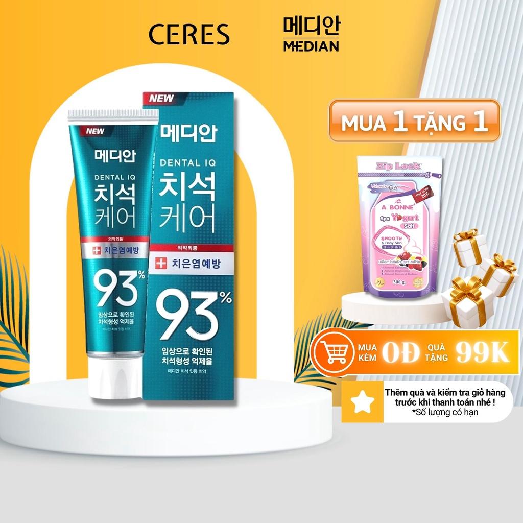 Kem Đánh Răng Hàn Quốc Trắng Răng Median Hương Trà Xanh Dental IQ 93% Breath Care 120g - Xanh Ngọc