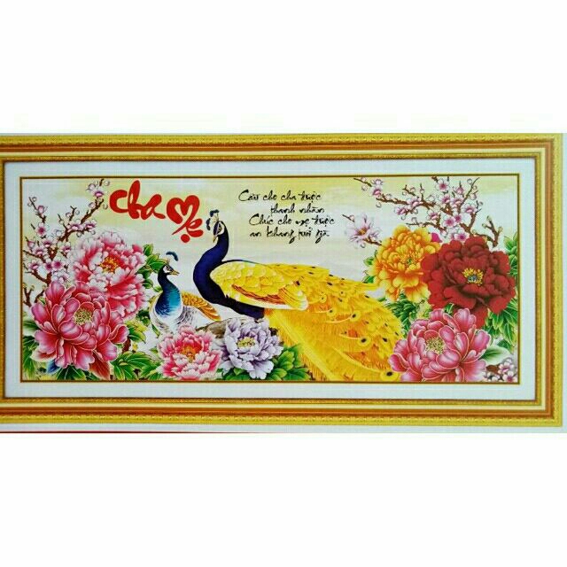 Tranh thêu chữ thập CHA MẸ  (85×40CM )88817 chưa thêu