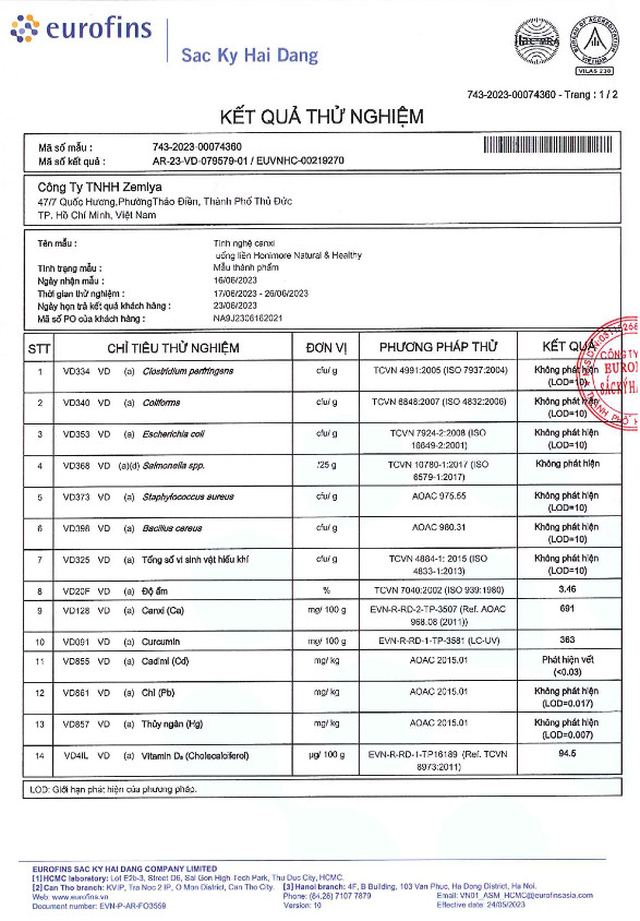 Tinh Nghệ Canxi Honimore 3 trong 1 - 10 gói Thơm ngon, dễ uống