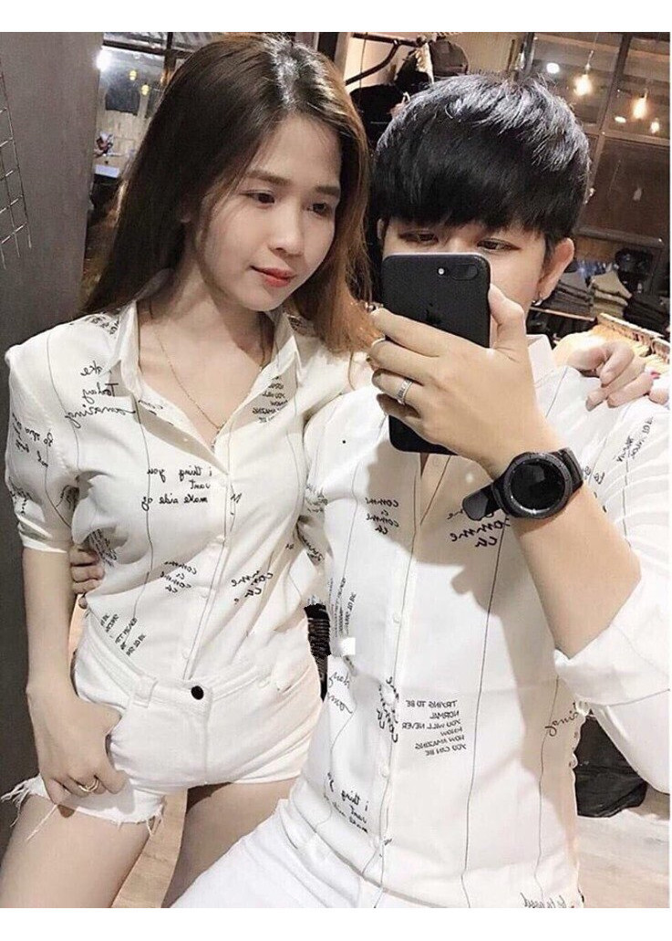 Áo sơ mi đôi in họa tiết - LLQ1030