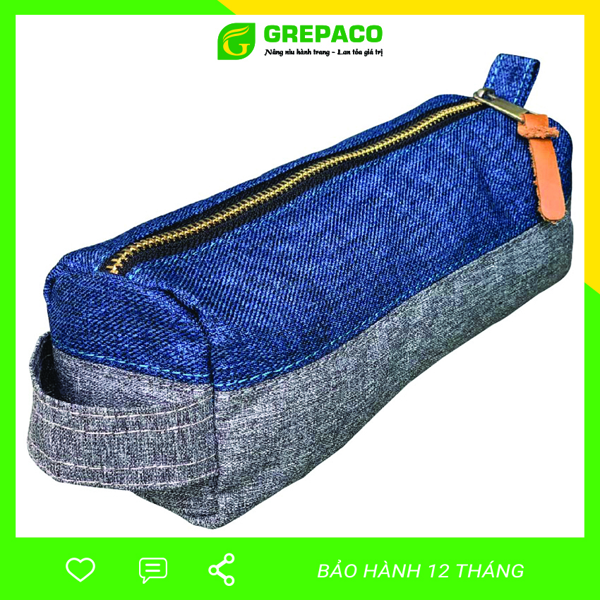 Hộp Đựng Bút Bằng Vải Đẹp Cao Cấp Đa Năng Giá Rẻ Dành Cho Học Sinh, Văn Phòng - Xám Phối Xanh