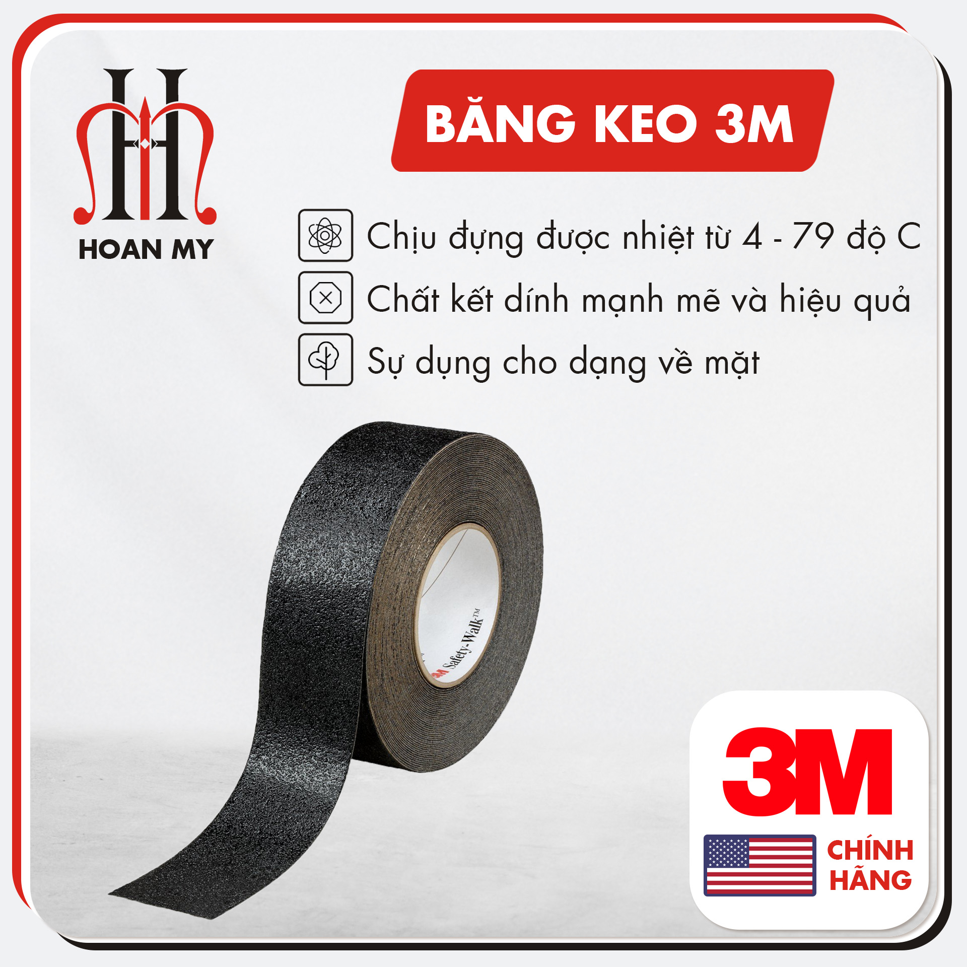 Băng keo chống trượt cực tốt màu đen 3M 610 Safety-walk (cuộn 15m) chính hãng