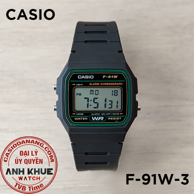 Đồng hồ nam dây nhựa Casio Standard chính hãng F-91W-3DG