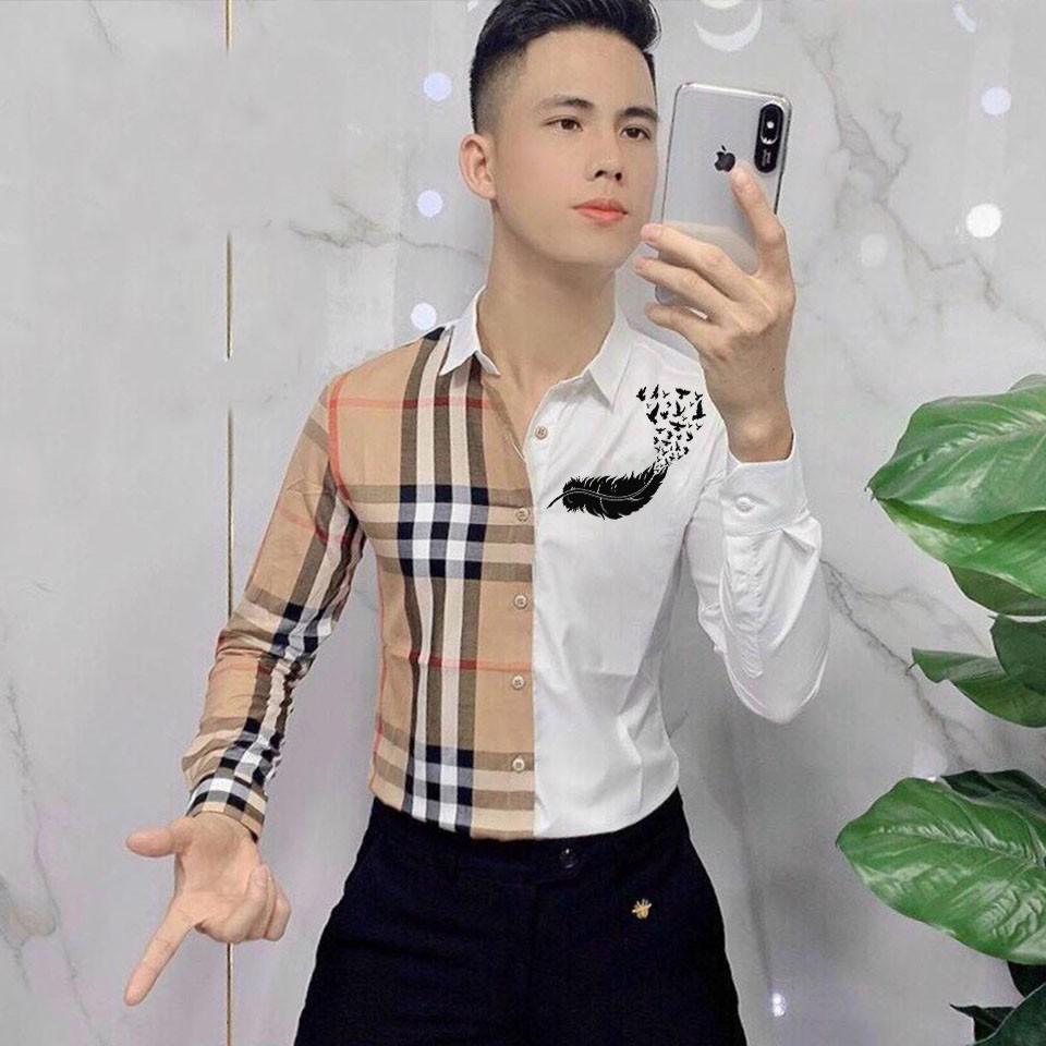 Áo sơ mi nam BBR họa tiết chiếc lá cao cấp | Sơ mi BBR đẹp