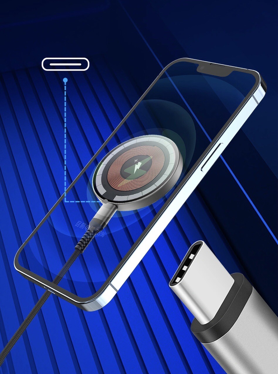 Sạc không dây từ tính Wiwu Magentic Transparent Wireless Charger M17 cho điện thoại thông minh, thiết kế trong suốt hai mặt, sạc nhanh - Hàng chính hãng