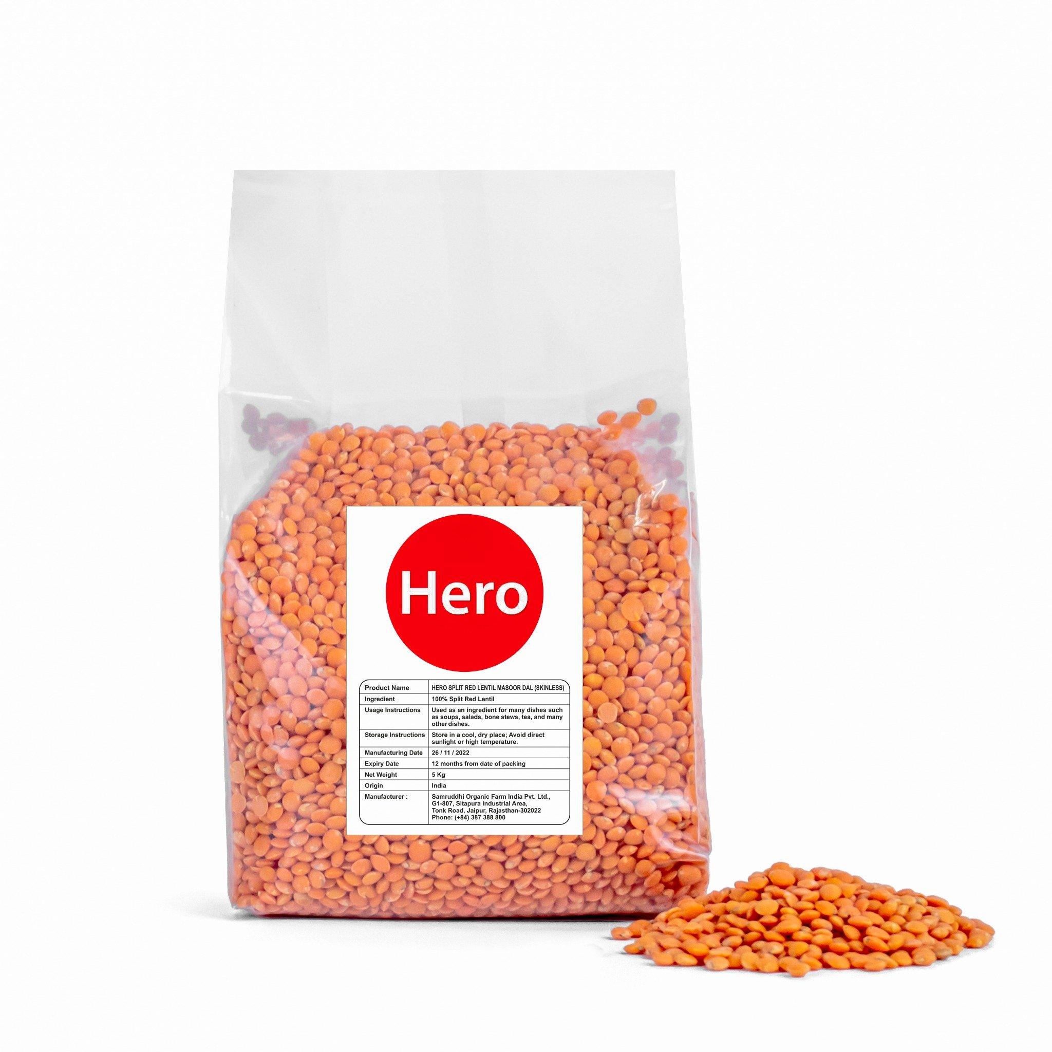 Combo  1KG X 3 Đậu Lăng Đỏ Hero Masoor Dal Tách Hạt Nhập Khẩu