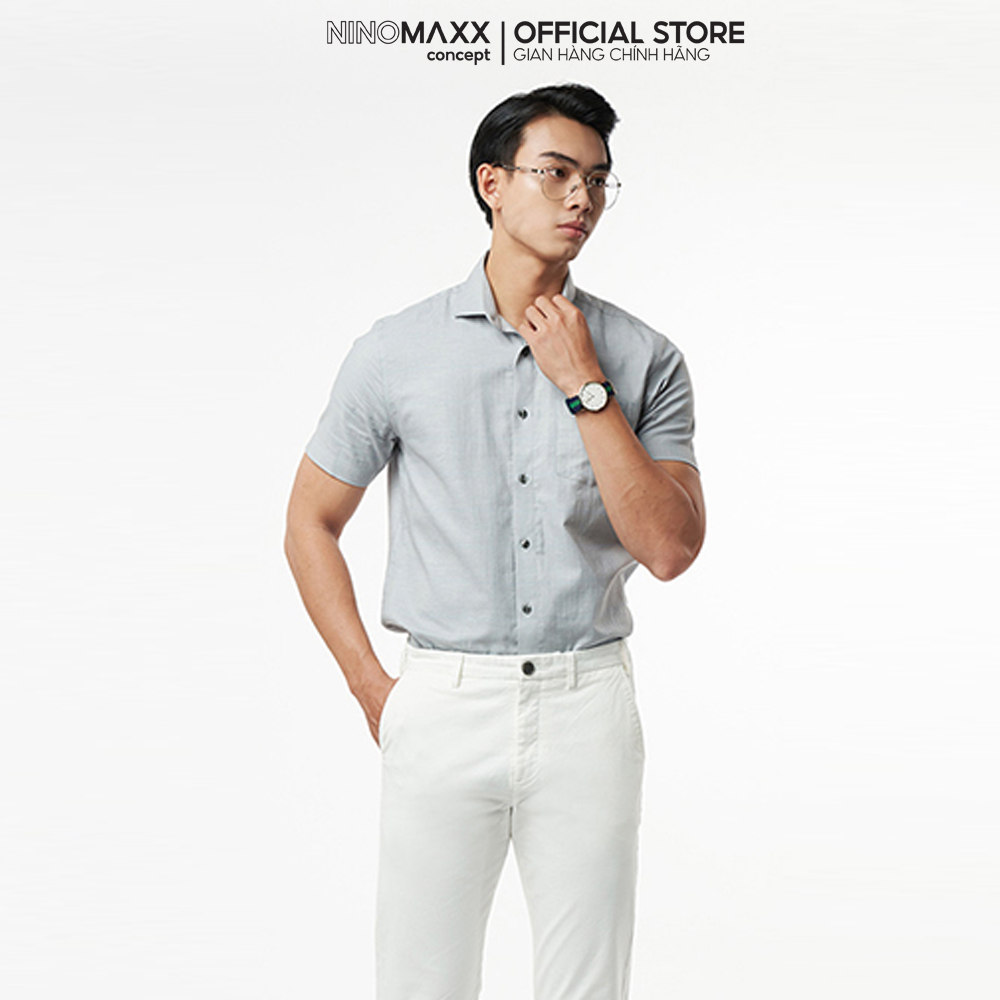 N&amp;M Áo sơ mi Nam caro tay ngắn dáng trẻ trung form slim fit 2110029