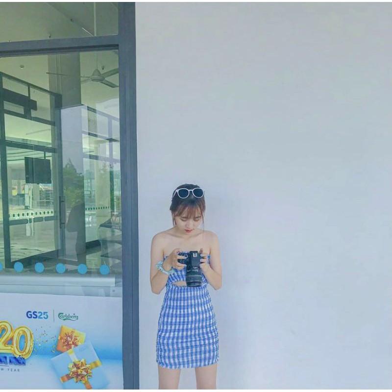 ĐẦM ỐNG CARO XANH NHÚN CHUN và ÁO KHOÁC