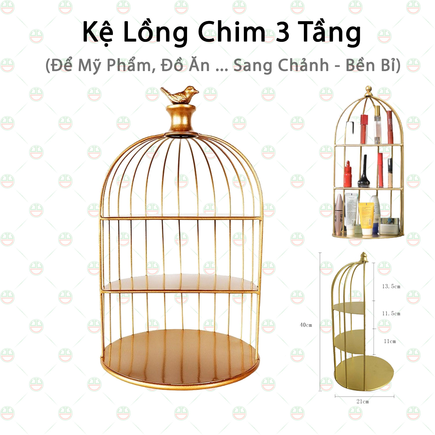 Kệ Lồng Chim 3 Tầng KhoNCC Hàng Chính Hãng Để Mỹ Phẩm - Đồ Dùng Trang Trí Decor Không Gian Nội Thất Cổ Điển Sang Trọng - KLM-KLC3T