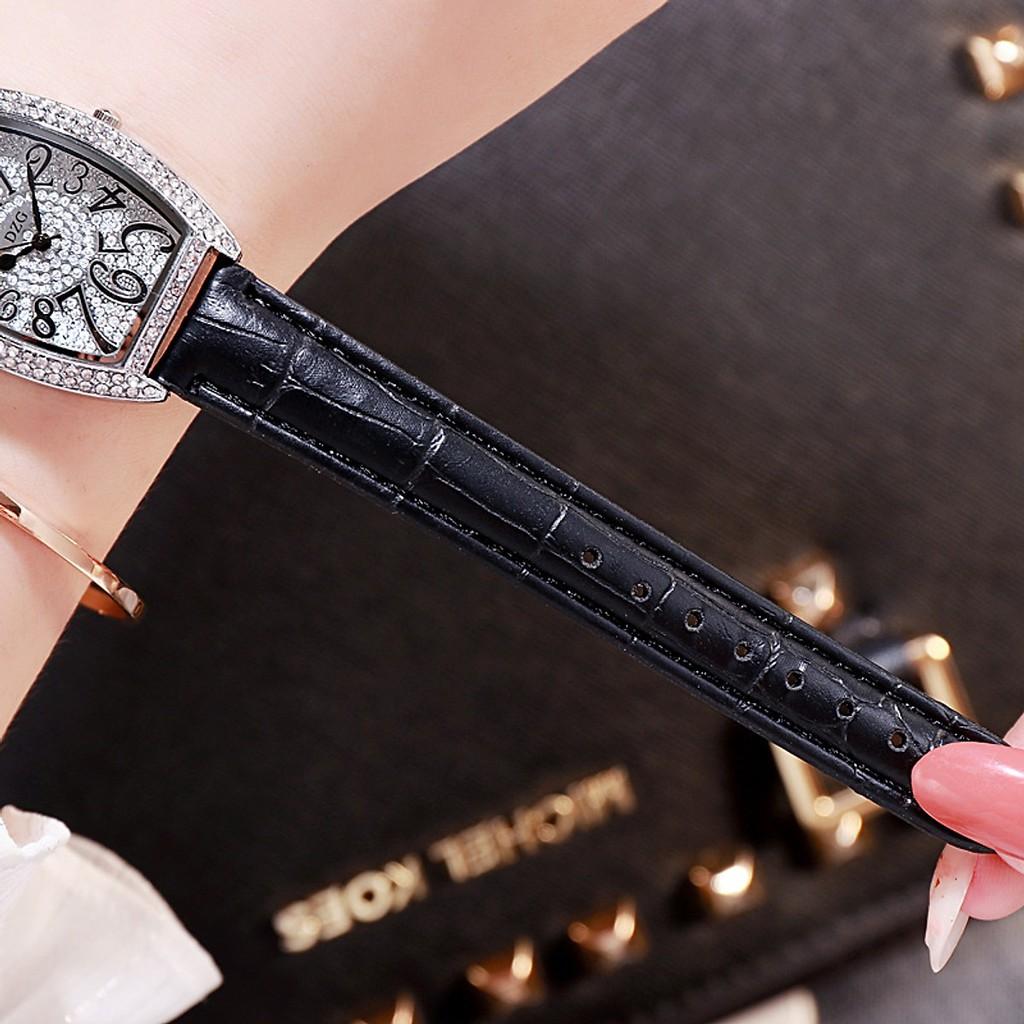 Đồng hồ nữ chống nước mặt vuông dây da thời trang kèm lắc tay xinh xắn - Chọn mua 365