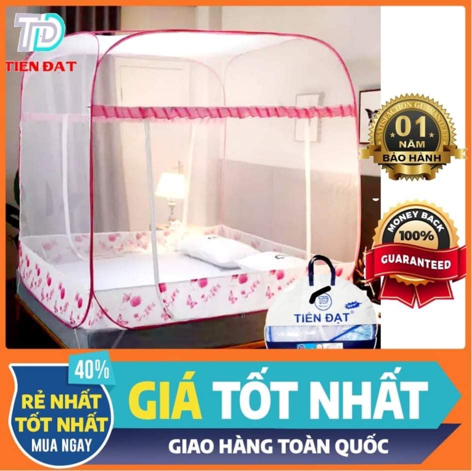 Màn chụp tự bung đỉnh vuông TIẾN ĐẠT - Mẫu mùng chụp tự bung người lớn chống muỗi gấp gọn tiện dụng