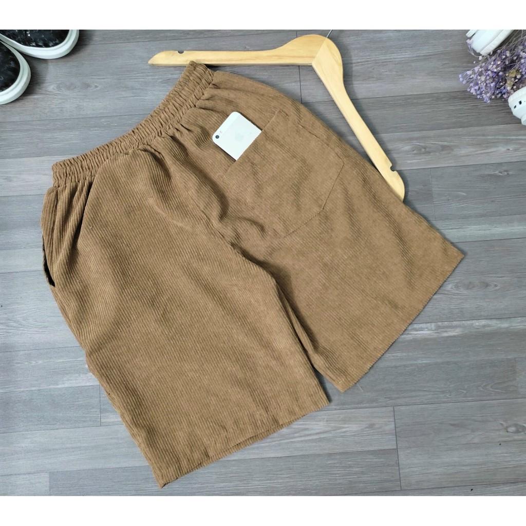 Quần Short Đùi Nhung Tăm Form rộng Unisex Nam Nữ Chất Mát Mẻ, 3 Màu Trẻ Trung