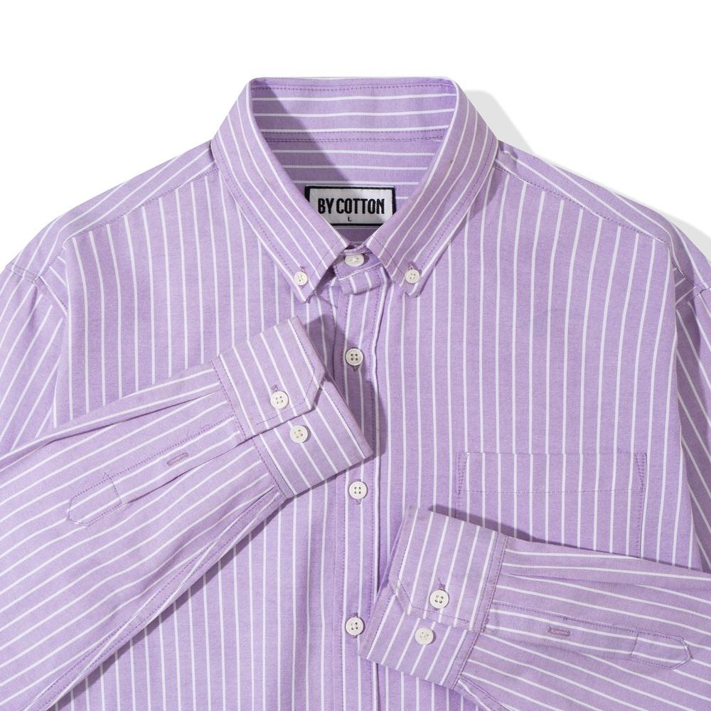Áo Sơ Mi Nam Dài Tay Tím Phối Sọc BY COTTON Purple Stripes Oxford