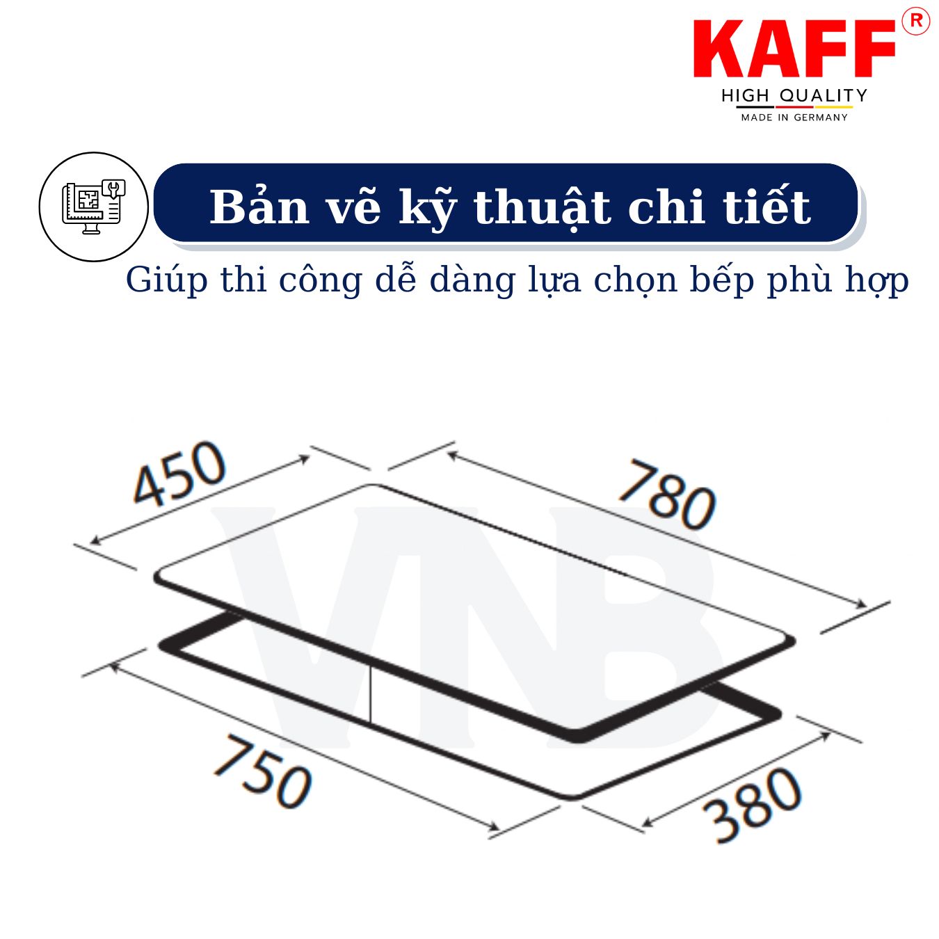 Bếp âm từ hồng ngoại kết hợp 3 vùng nấu nhập khẩu Germany KAFF KF-IH6003IH - Hàng Chính Hãng