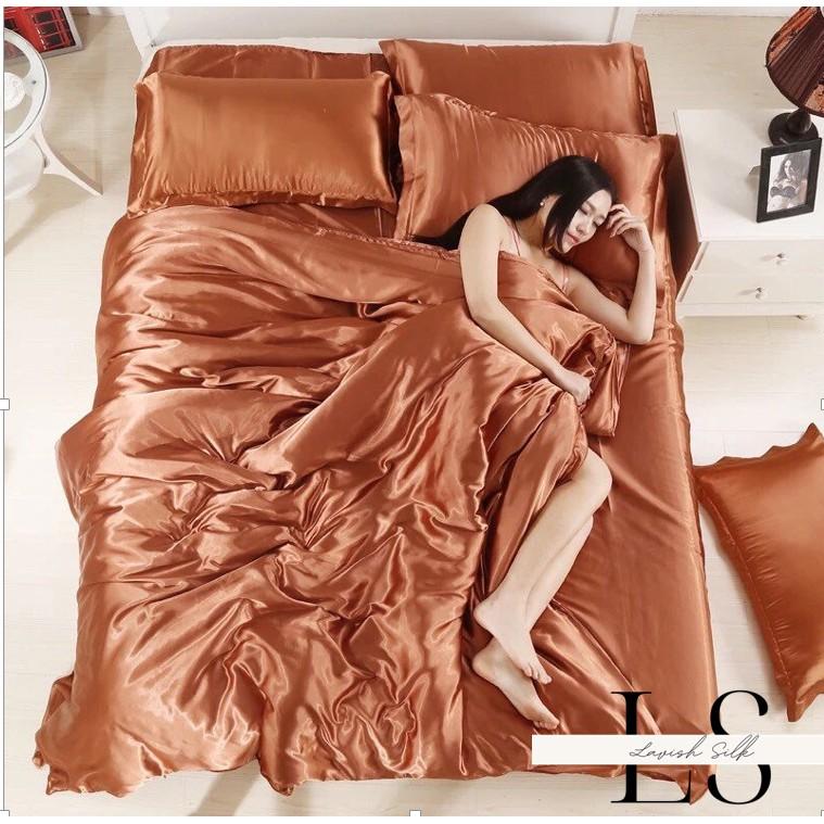 Ga Giường Drap Lẻ Phi Lụa Lavish Silk cao cấp mát lạnh hàng loại 1 không nối vải - Nâu Đất