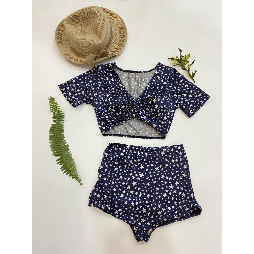 BIKINI, ĐỒ BƠI ĐI BIỂN HAI MẢNH ÁO XOẮN NGỰC QUẦN NHÚN CẠP CAO NHIỀU MÀU ODERI HM-005