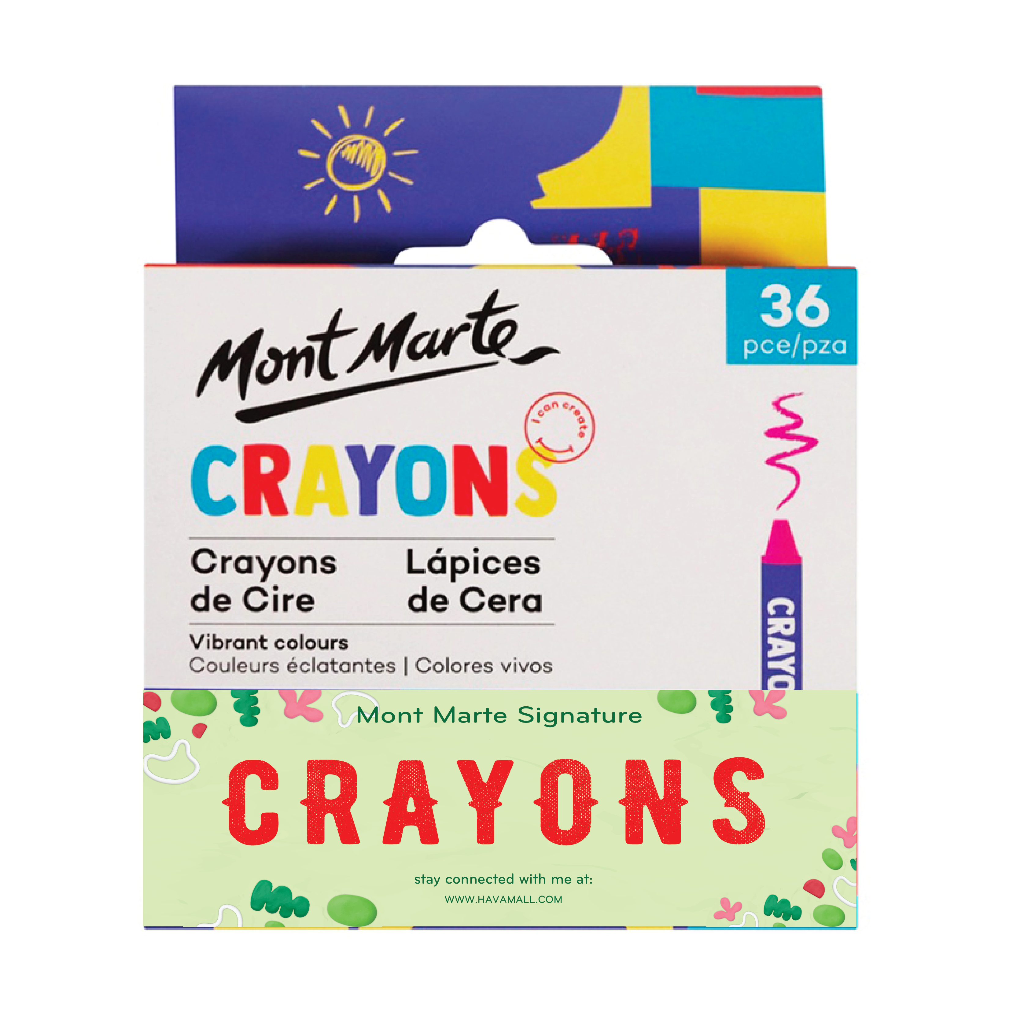 Bút Sáp Màu Trẻ Mont Marte 36 Màu – Crayons