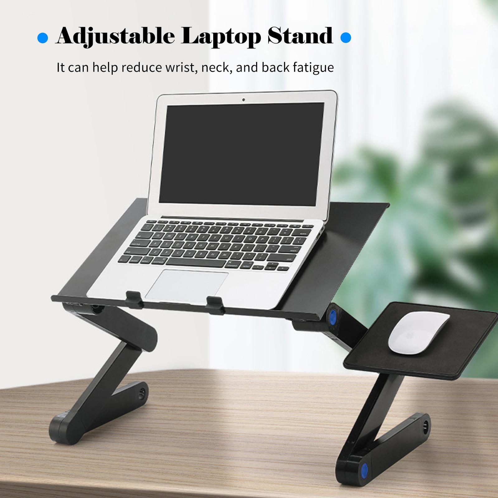 Adjustable Laptop Stand with Cooling Fans Removable Mouse Pad Portable Notebook Stand Foldable Computer Riser