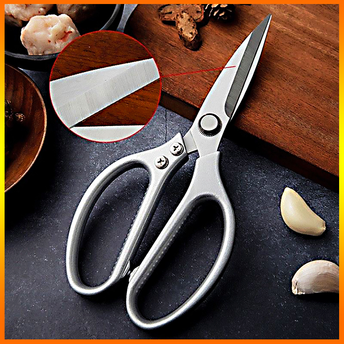 Kéo nhật sk5  làm bếp đa năng - Kéo cắt gà, cắt vịt, cắt cá, cắt vải - Hàng nội địa Zise lớn 23cm