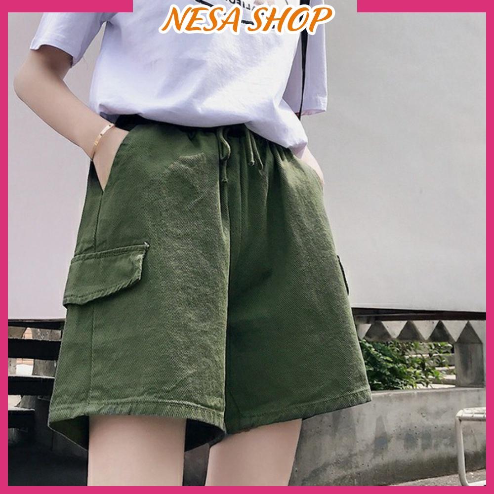 Quần short kaki nam nữ, quần đùi có nắp túi Nesa, chất liệu kaki bền đẹp, form rộng ống suông