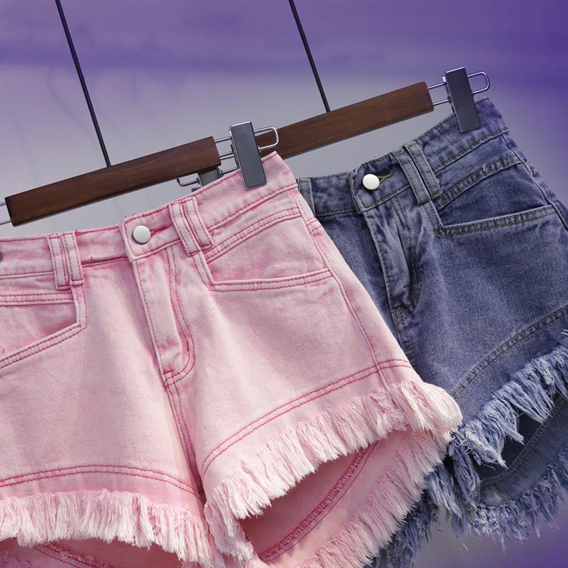 Quần Short Denim Lưng Cao Ống Rộng Size Lớn Cho Nữ