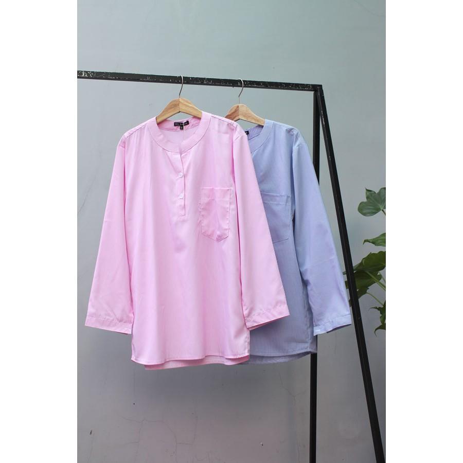 Bigsize Nữ - Sơ Mi Sọc Cổ Trụ