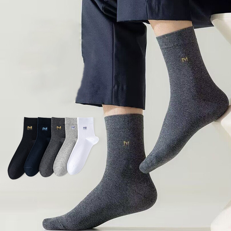 [Set 5 đôi] Tất Vớ nam nữ Chữ M dày dặn cao tầm trung chất vải cotton 100%