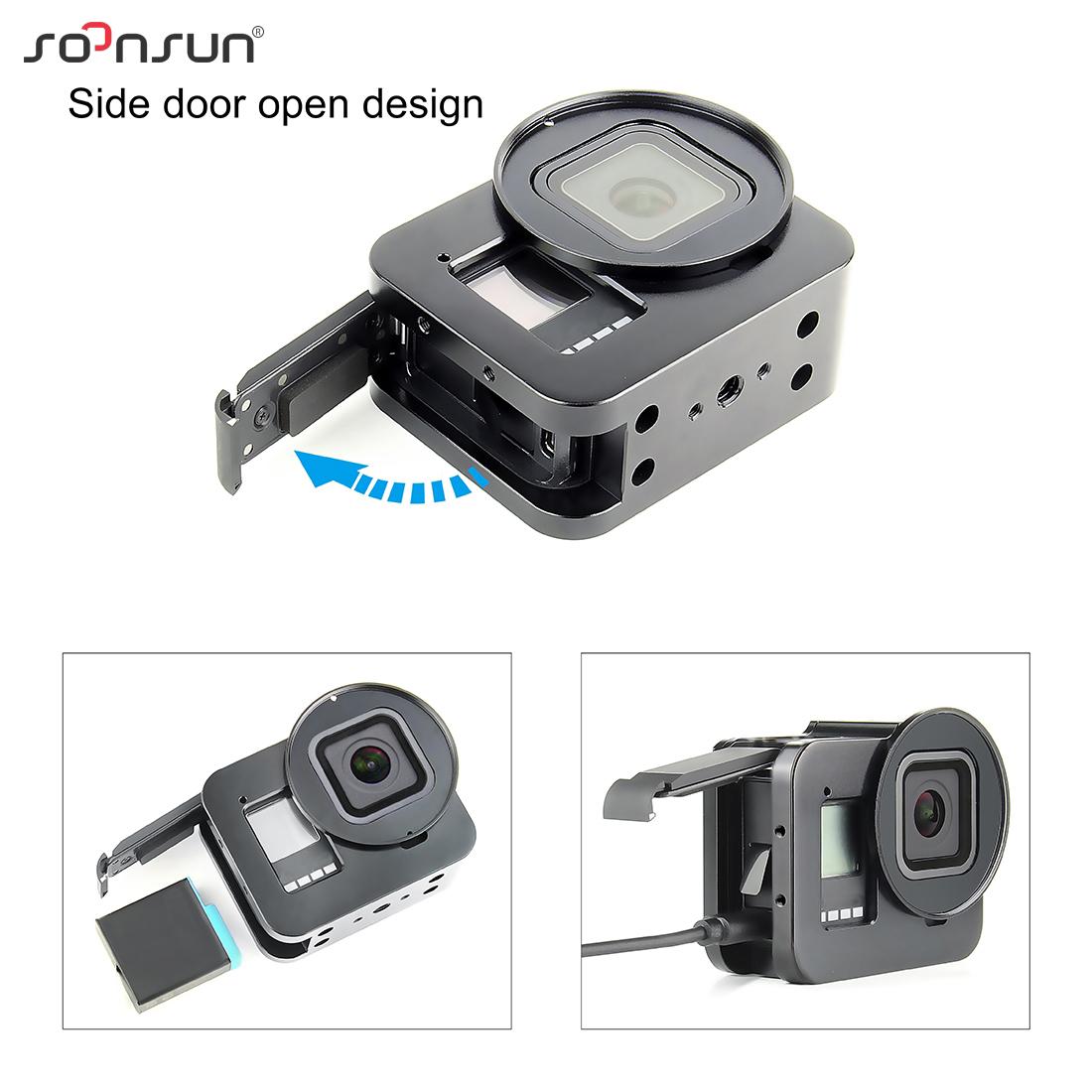 SOONSUN Nhôm Ốp Lưng Bảo Vệ Cho GoPro Hero 8 Đen Camera Khung Kim Loại Gắn Nhà Ở Vỏ Lồng Bộ Đi Pro 8 phụ Kiện