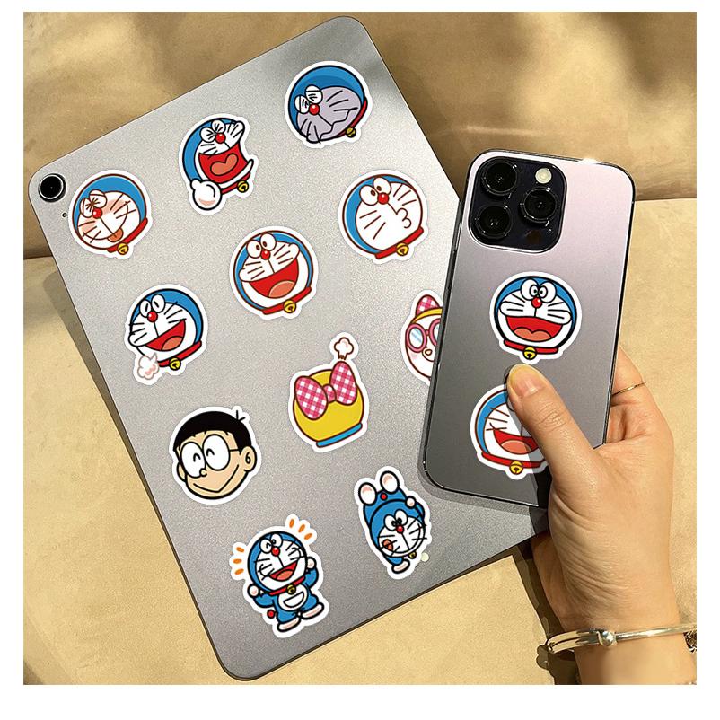 Sticker DORAEMON ICON hoạt hình trang trí mũ bảo hiểm,guitar,ukulele,điện thoại,sổ tay,laptop-mẫu S138