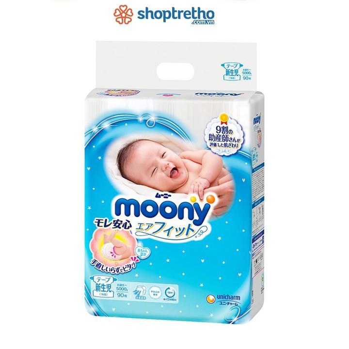 Tã dán Moony Newborn NB90 Nhật Bản - 1 bịch 90 miếng