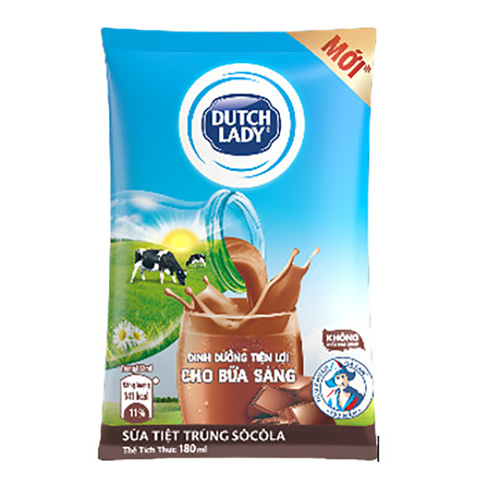 Thùng 24 Bịch Sữa Tiệt Trùng Dutch Lady Cô Gái Hà Lan Vị Chocolate (24X180ml)