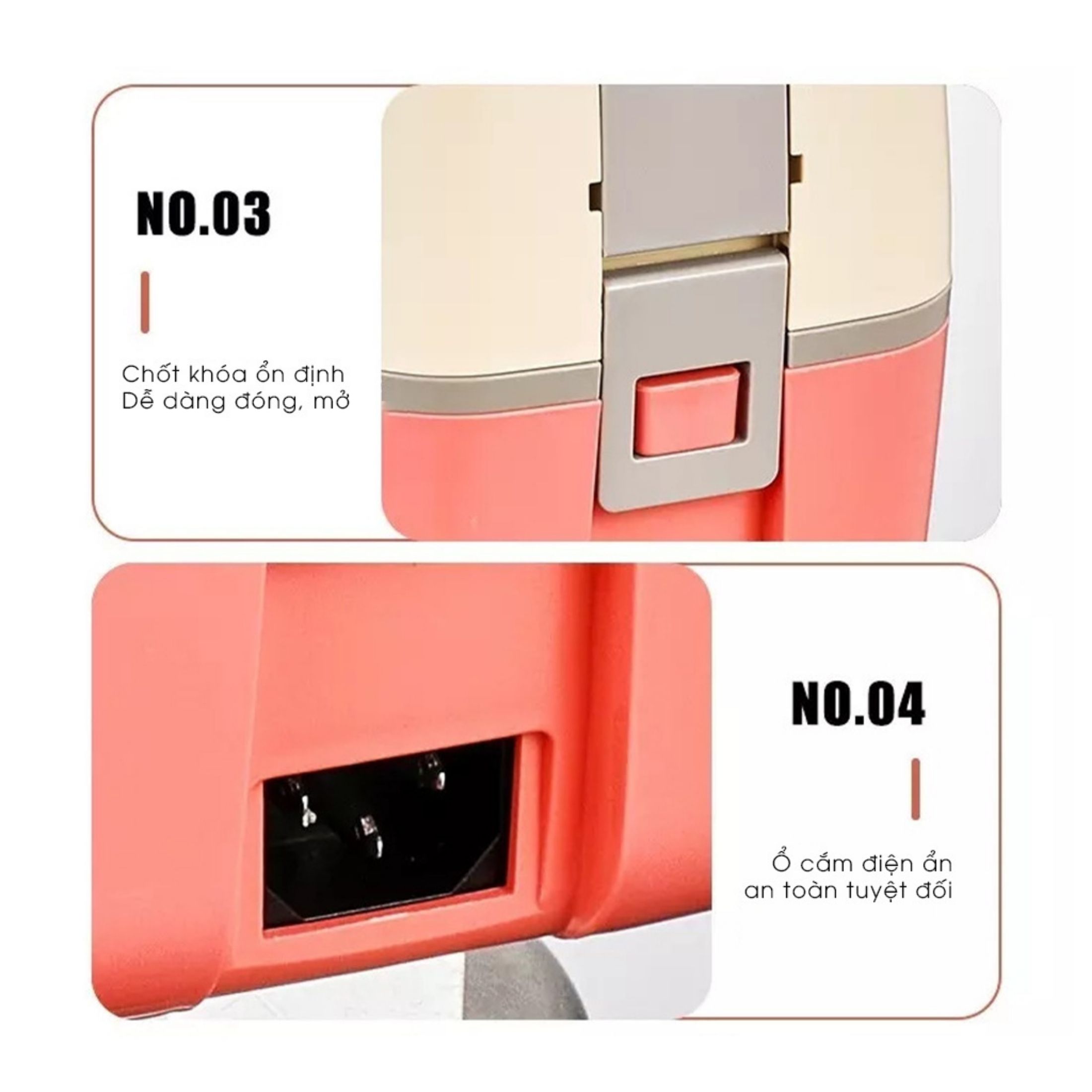 Hộp cơm cắm điện cao cấp - Hộp đựng cơm văn phòng có quai cầm tiện lợi, hộp cơm giữ nhiệt 2 tầng tự ngắt khi quá nhiệt, hộp cơm văn phòng cắm điện nấu và hâm nóng thức ăn