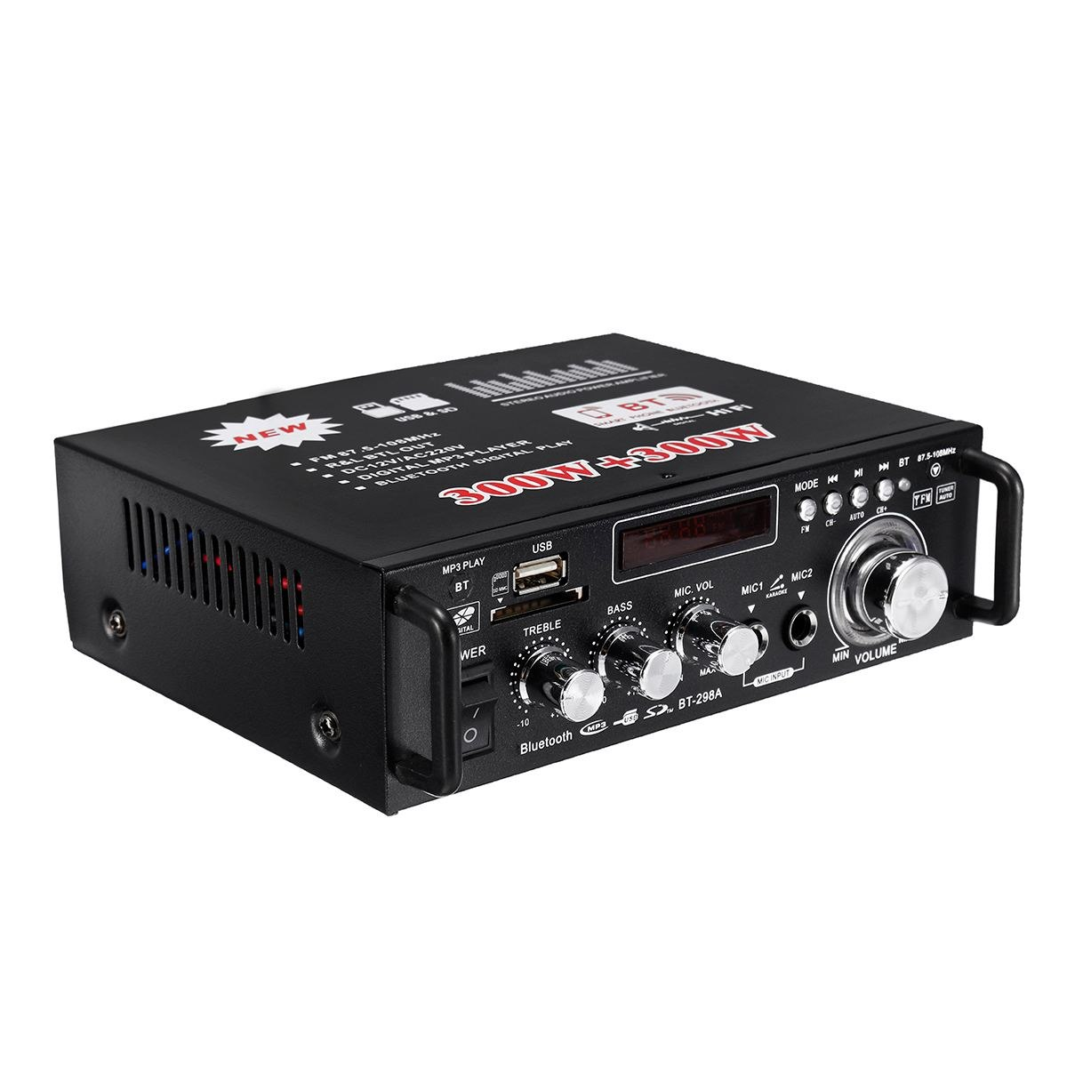 ROGTZ - Amply Mini Gia Đình BT-298A Công suất khủng 40W+40W Kết nối Bluetooth Hỗ trợ FM Radio Điện áp 220V/DC12V Pin CR2052 Tỉ lệ méo tiếng thấp SNR cao Nhỏ gọn Dễ sử dụng Gia đình Karaoke Âm nhạc - Hàng Chính Hãng
