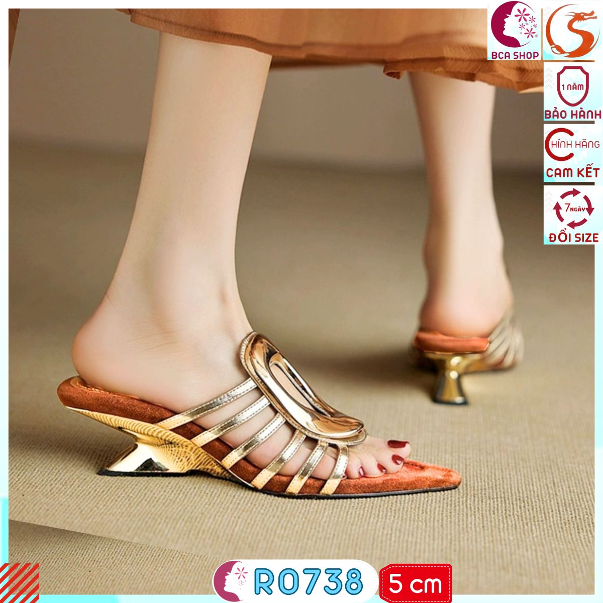 [ĐỘC - ĐẸP - ÊM]  Dép Nữ Đi Tiệc Đi Làm Đi Chơi Đều Sang RO738 ROSATA Đế Xuồng Phối Quai Mảnh