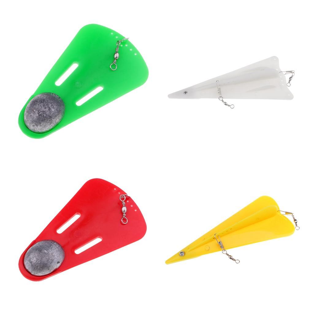 Lot 4pcs Durable Diving Trolling Board Planer Board + Lead Sinker for Boat Fishing