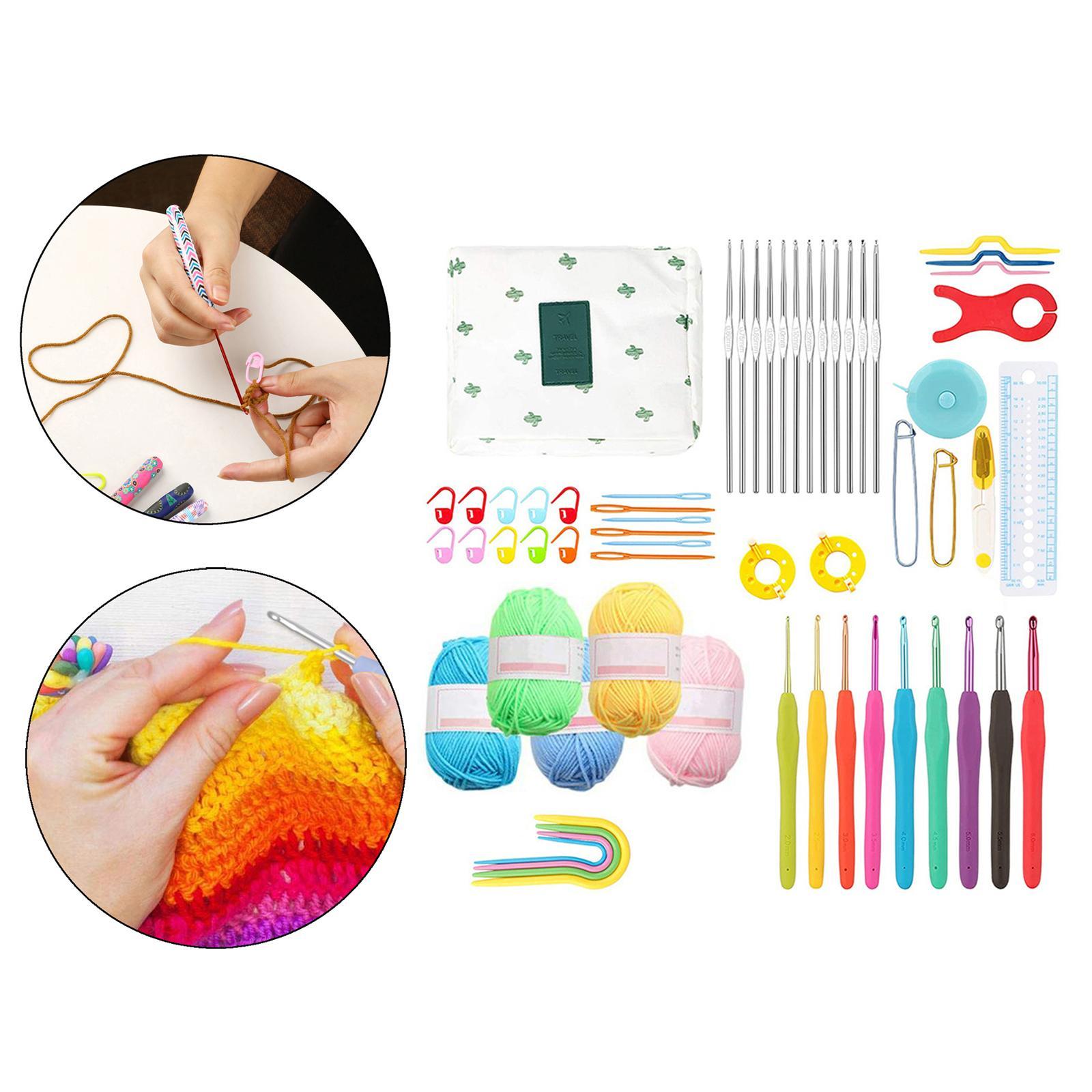 Crochet Hook Set Knitting with Case Weave Yarn Kits for Beginners