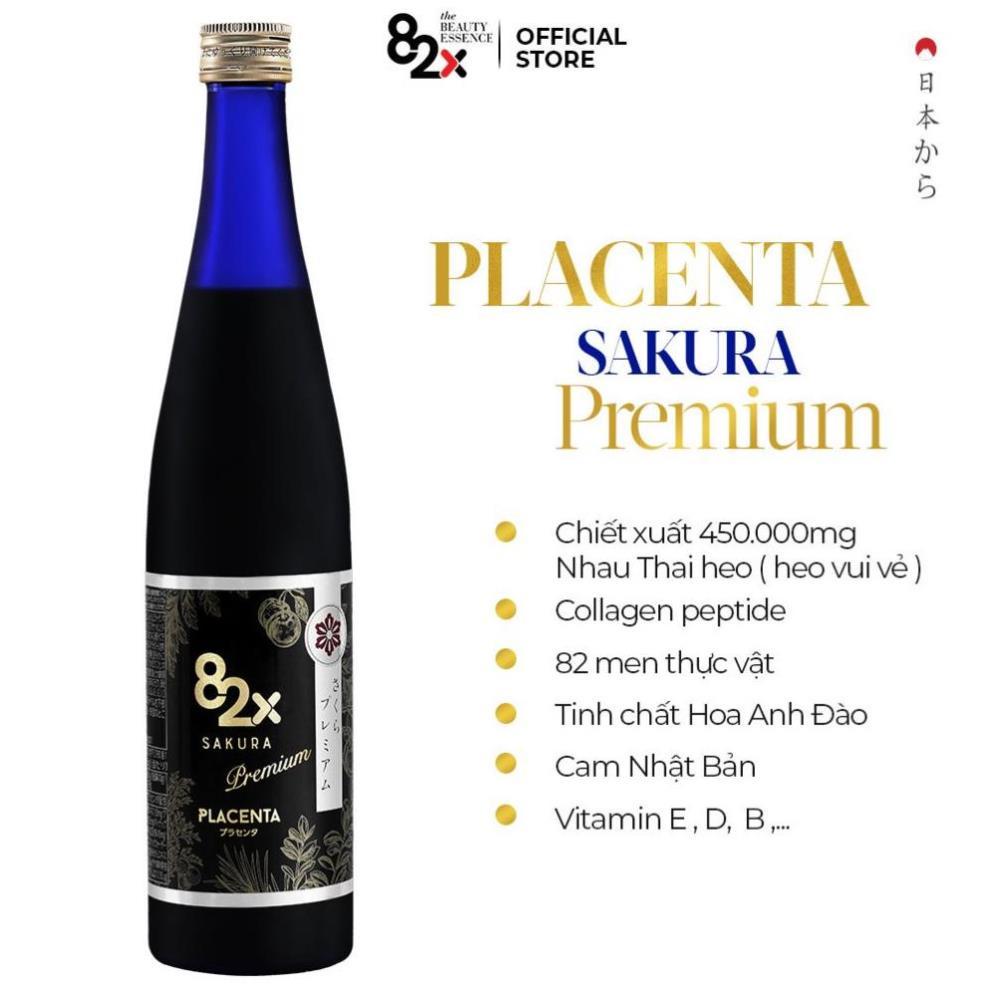 82X PLACENTA SAKURA PREMIUM 450.000mg Nhau Thai "Heo Hạnh Phúc" - Nước Uống Đẹp Da Đến Từ Nhật Bản 500ml
