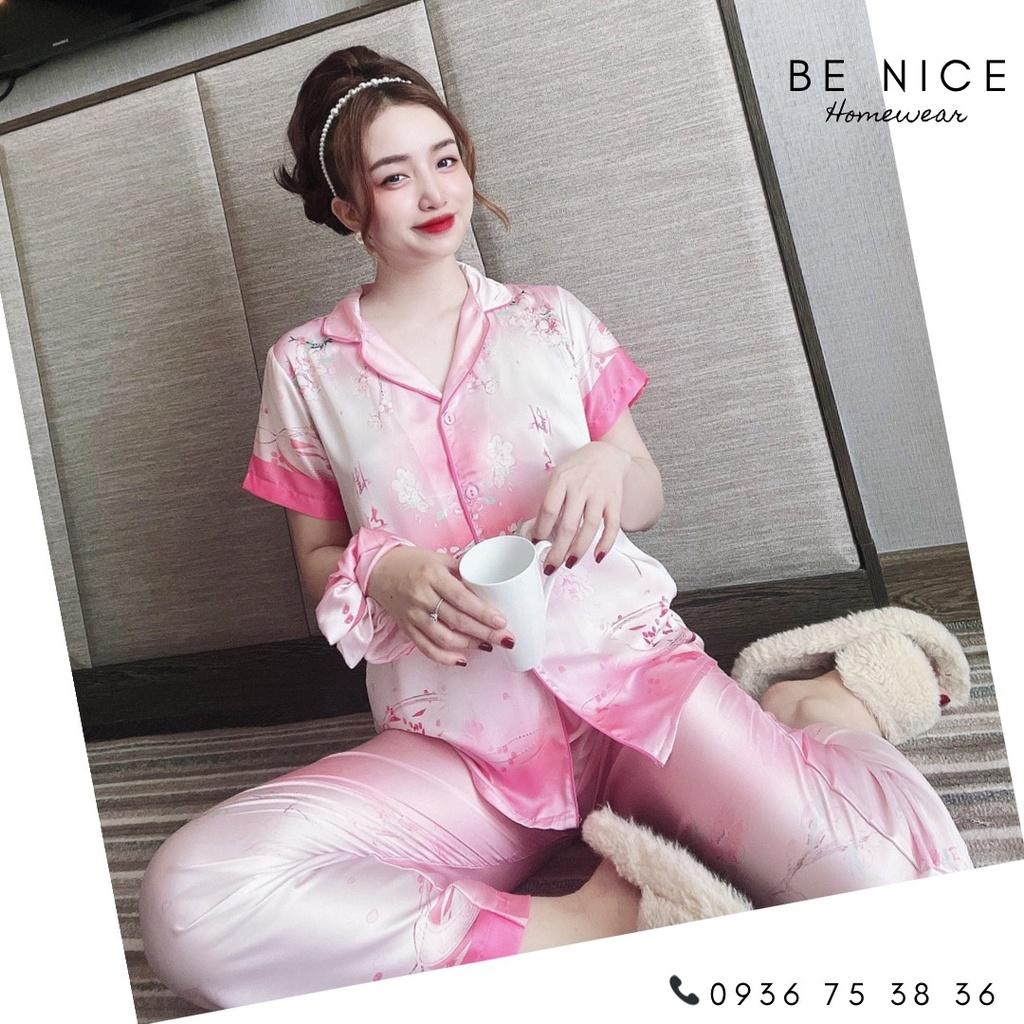 Bộ pijama tay ngắn quần dài họa tiết lạ mắt tặng kèm cột tóc Be Nice Homewear