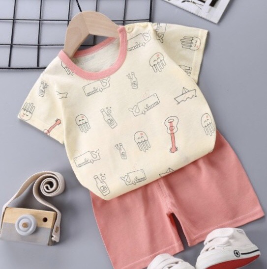 Đồ bộ cho bé gái Easy Baby từ 7-16kg, bộ quần áo bé gái vải cotton thoáng mát